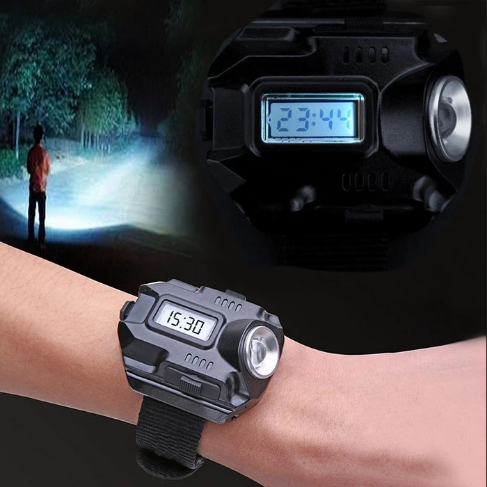 2015 Brand new Tactical CREE LED 1000 Lm Display Rechargeable Wrist Watch Flashlight Torch