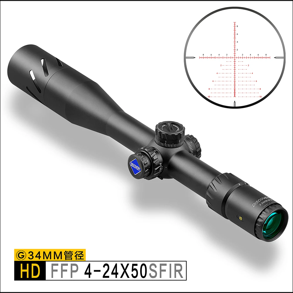 Discovery HD 4-24X50 SFIR SLT FFP IR-MIL Тактический длинный диапазон Стрельбы Охота riflescope 34 мм трубка первая фокальная плоскость прицел