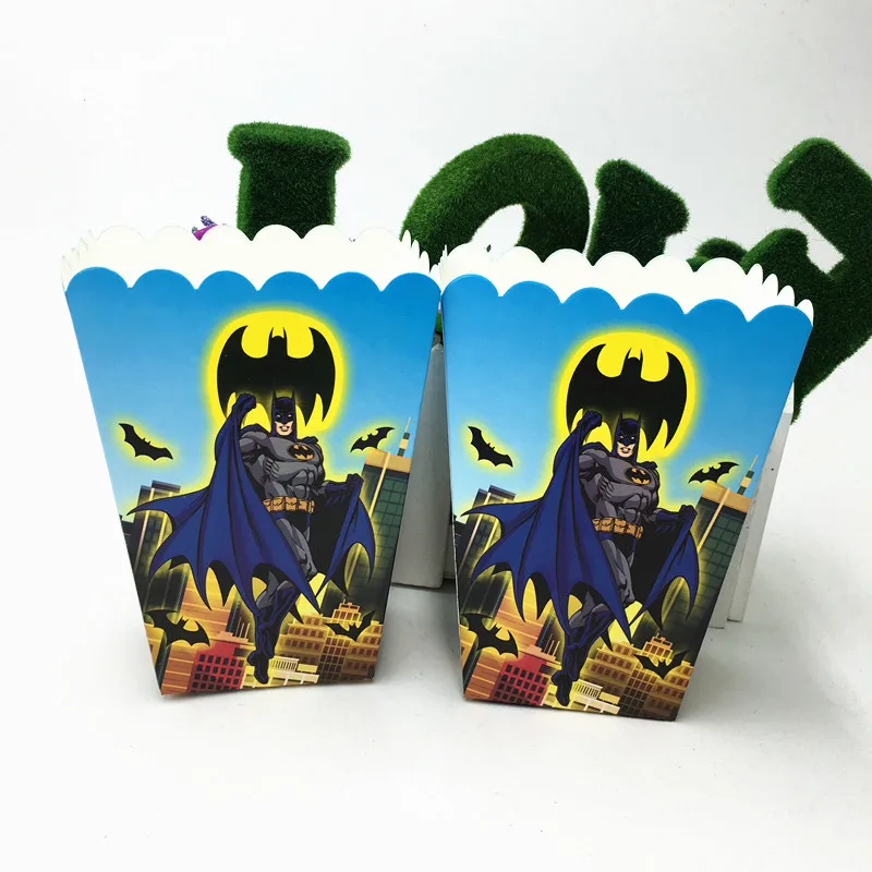6PCS/LOT BATMAN POPCORN BOXES KIDS BIRTHDAY PARTY FAVORS BABY SHOWER