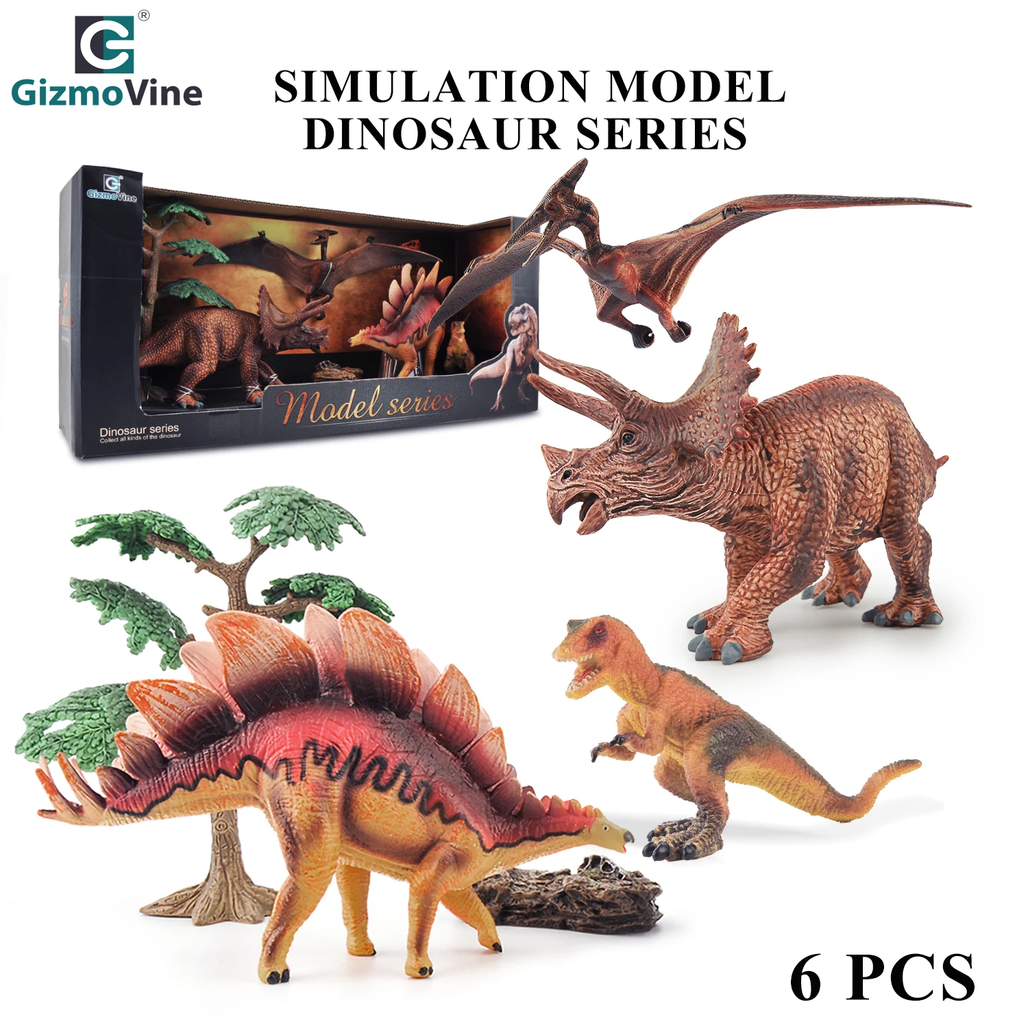 GizmoVine 6 шт. игровые наборы с диким динозавром для детей развивающий игровой набор