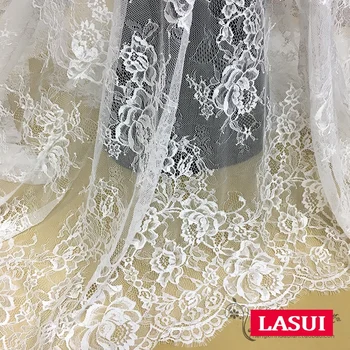 

LASUI Width150 cm*3 m=1 piece Black ,White C0294 Diy Wedding dress veil latest fashion Graceful Eyelash French Lace Fabric