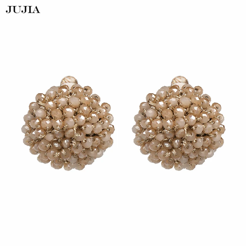 

JUJIA Fashionable Stud Earrings Beads Handmade Jewelry Crystal Beaded Earrings For Women Gift oorbellen
