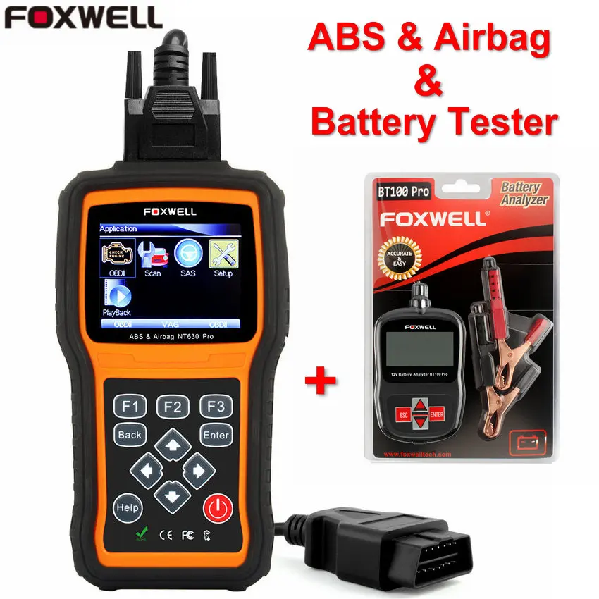 Prix pour FOXWELL NT630 Moteur ABS et Airbag SRS Outil de Réinitialisation OBD2 Scanner Direct Code Lecteur de Données + Foxwell BT100 12 V Batterie de voiture Testeur Analyseur Prix pour FOXWELL NT630 Moteur ABS et Airbag SRS Outil de Réinitialisation OBD2 Scanner Direct Code Lecteur de Données + Foxwell BT100 12 V Batterie de voiture Testeur Analyseur
