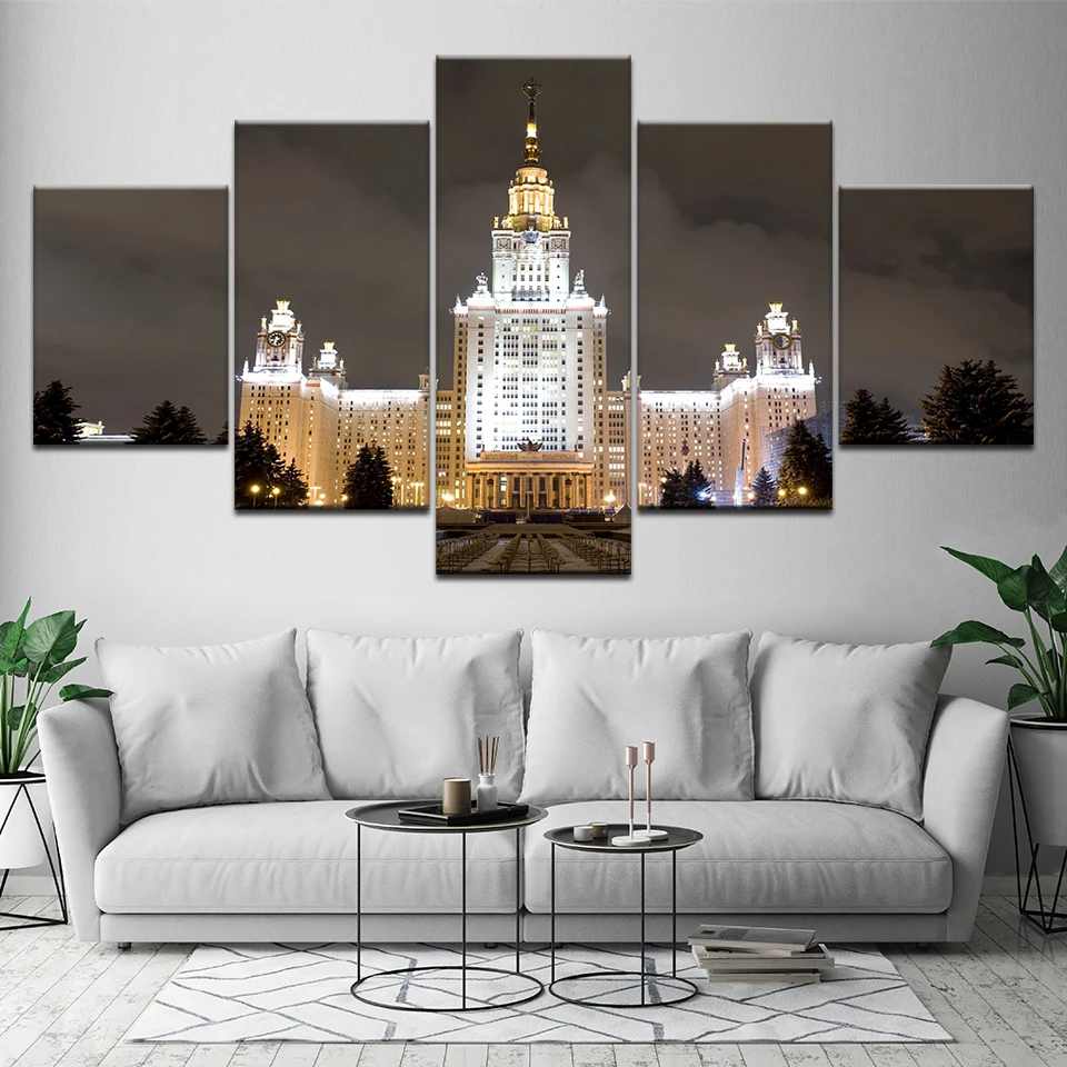 5 Panels Large Lighthouse Picture Frame Modern Canvas Art Prints Seascape Portland Painting on Wall Artwork | Дом и сад