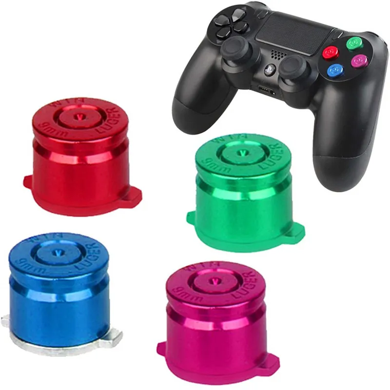 プレイステーション4ps4用の弾丸ボタンアルミニウムカスタムメタルabxy 