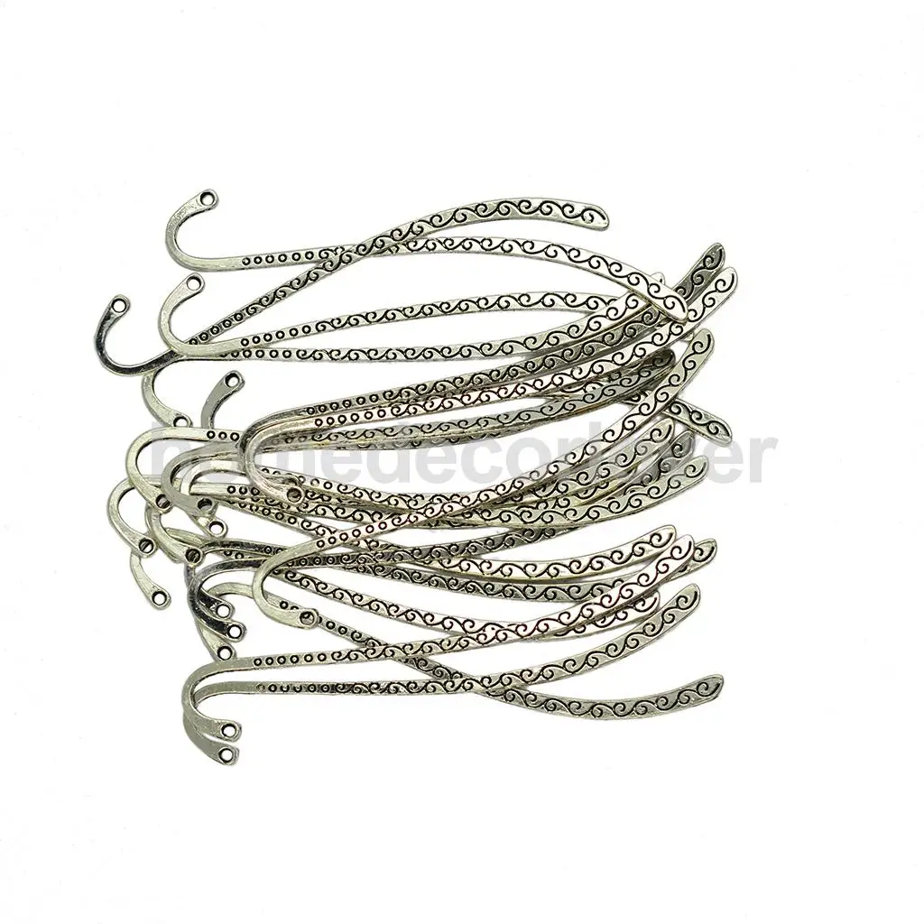 

20Pcs Tibetan Silver Beading Line Pattern Bookmarks With Hoop DIY Jewelry Making Wedding Favor Gift