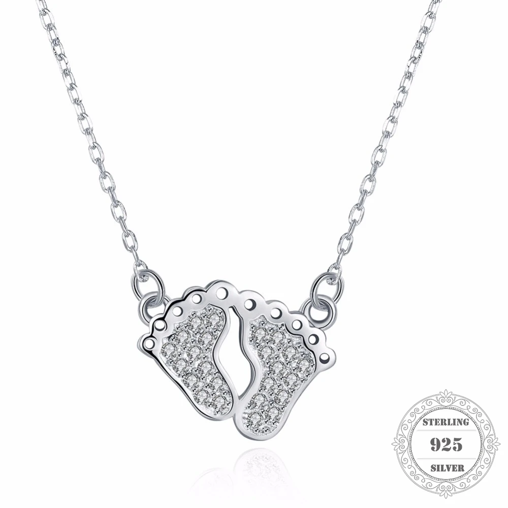 Hemiston 925 Sterling Silver Foot Feet Choker Pendant Necklace For