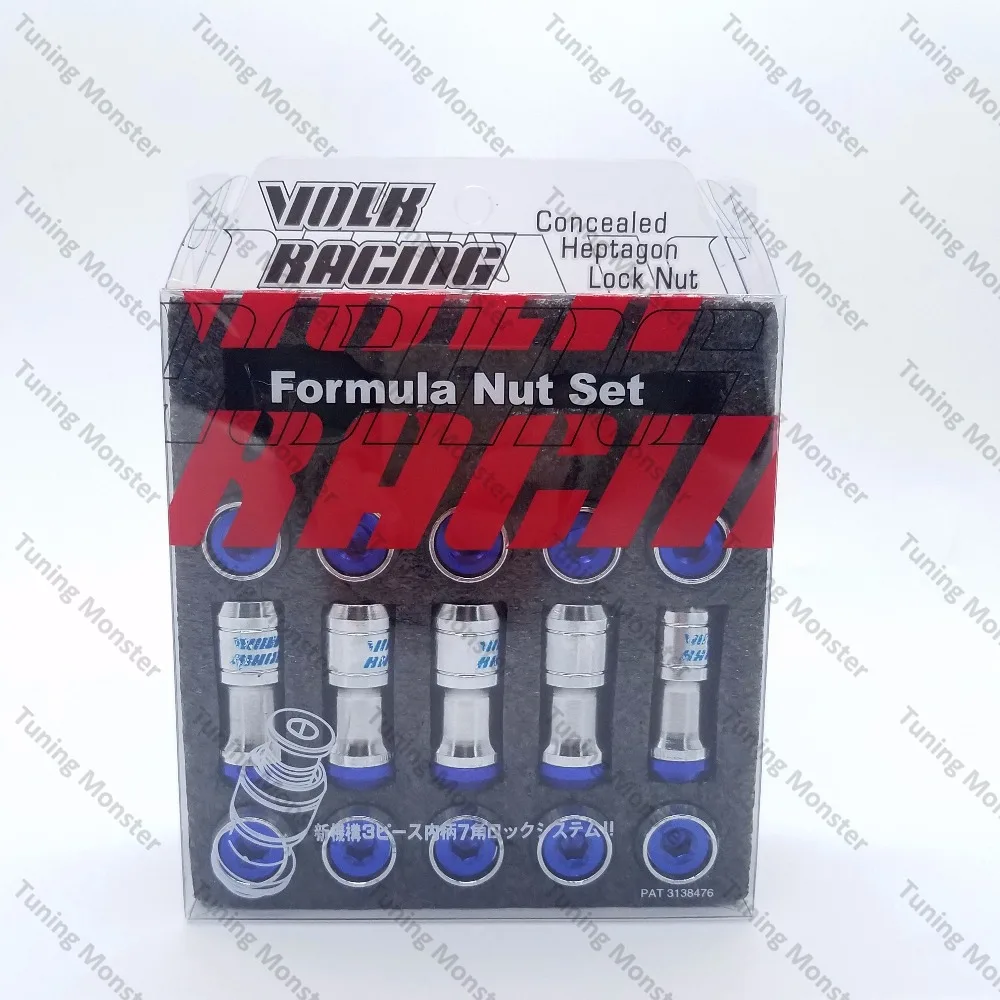 Tuning Monster Volk Racing Concealed Heptagon Formula Steel Wheels Lock Lug Nuts M12X1.5/M12x1.25 20PCS Acorn Rim Close End