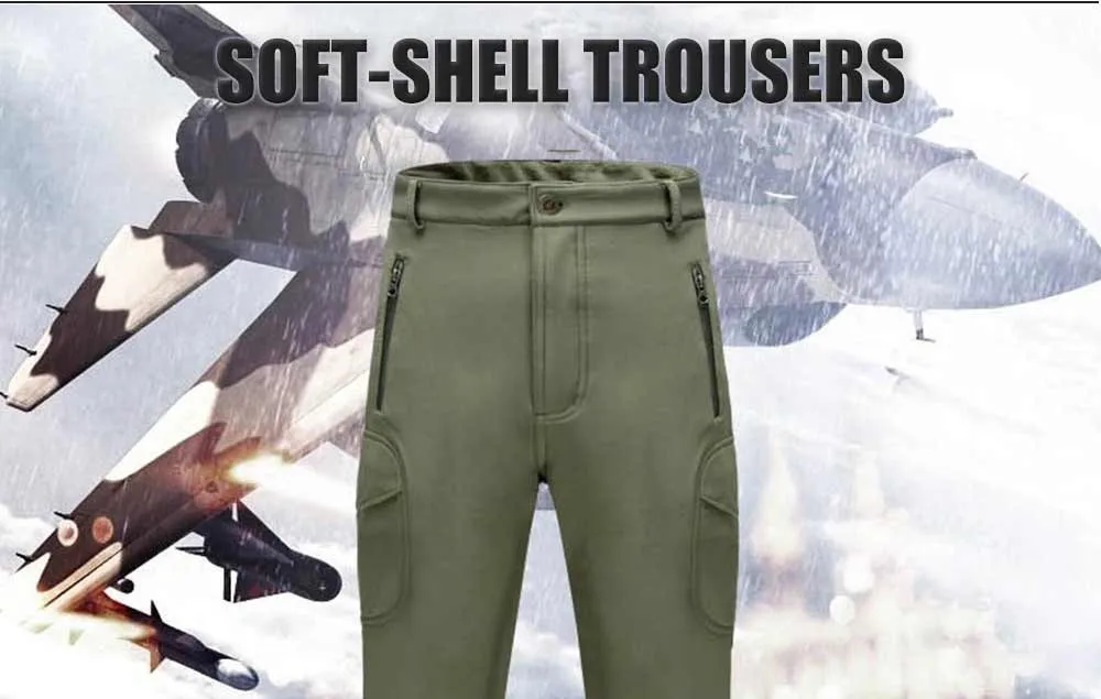 Повседневные тактические брюки для отдыха для мужчин флисовая ткань софтшелл, мгновенный водонепроницаемый и ветрозащитный