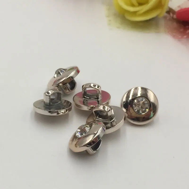 

Home sewing accessories 12mm plastic rhinestone golden Jeans button circular women's clothing decorative buttons FC569