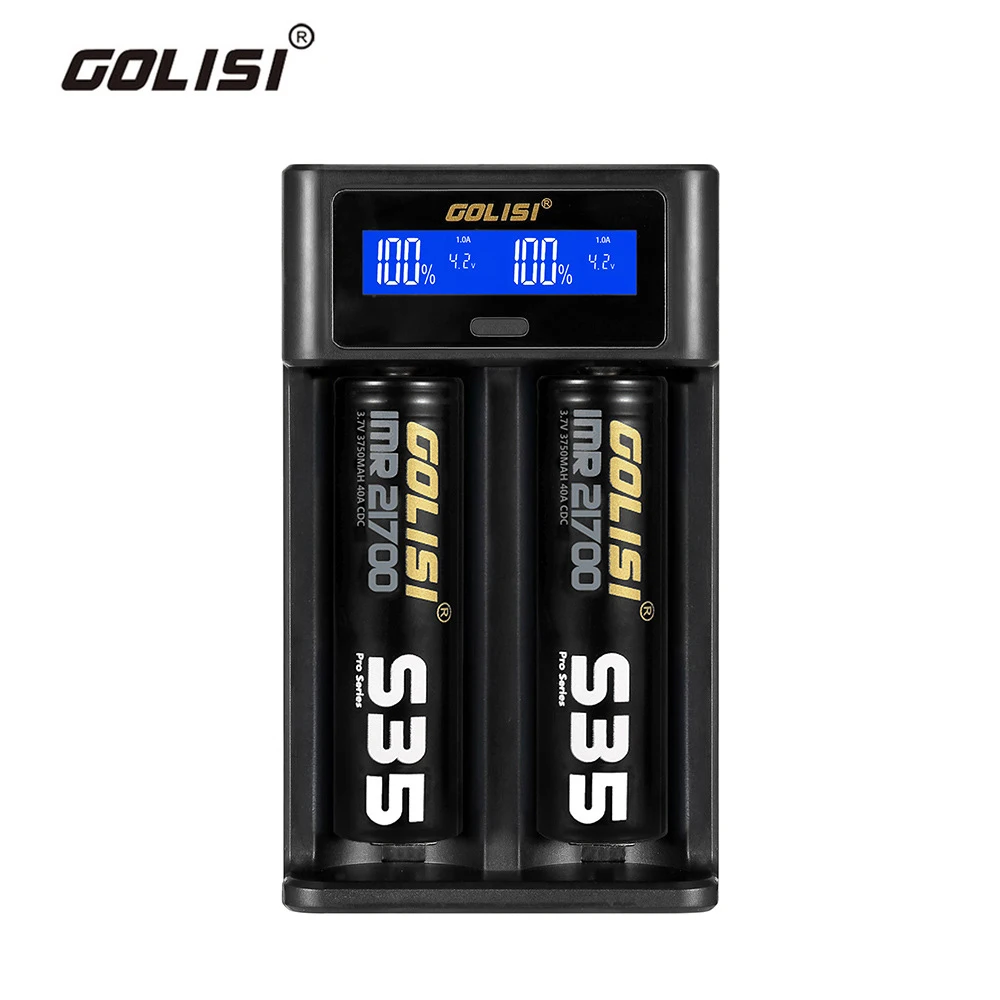 Golisi i2 2.0A Smart LCD Battery charger Fast Charging for 18650 21700 Li-ion Ni-MH Ni-Cd AA AAA Rechargeable Battery Golisi i2 2.0A Smart LCD Battery charger Fast Charging for 18650 21700 Li-ion Ni-MH Ni-Cd AA AAA Rechargeable Battery