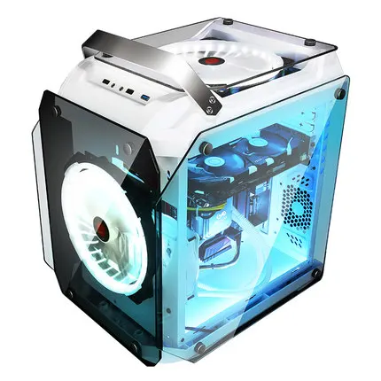 360*237*480 мм закаленное стекло ATX игровой системный блок RGB Air Cool водяное охлаждение корпус ПК Материнская рама полнобоковое прозрачное шасси - Цвет: white