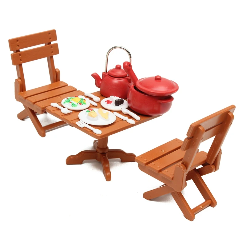 Kiwarm 1 Set Miniatures Kitchen Dining Furnitures Table Chairs With Kiwarm 1 Set Miniatures Kitchen Dining Furnitures Table Chairs With Cooking Tools Dolls Ornaments For Home Decor Kids Toy Gift In Figurines