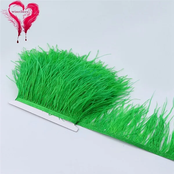 50 цветов 1 метр Ширина 10-15 см Прекрасный пуховый пушистый окрашенные красочные страусиные перья атласная ленточная отделка бахромы украшения одежды - Цвет: Grass Green