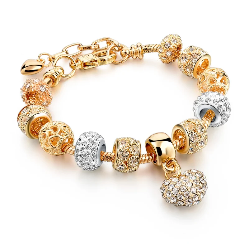 

Szelam Luxury Crystal Heart Charm Bracelets Drop Shipping DIY Bangles