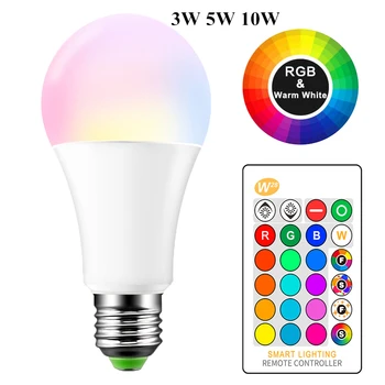 

E27 RGB Bulb And IR Remote Control 3W 5W 10W 16 Color Changing LED RGB Magic Light Bulb Lamp Led Light Spotlight Drop Shipping