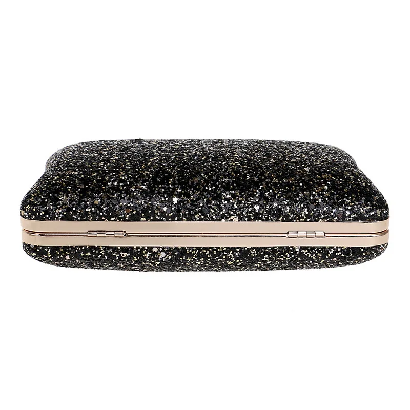 Luxy Moon Black And Gold Sequin Clutch Bottom View