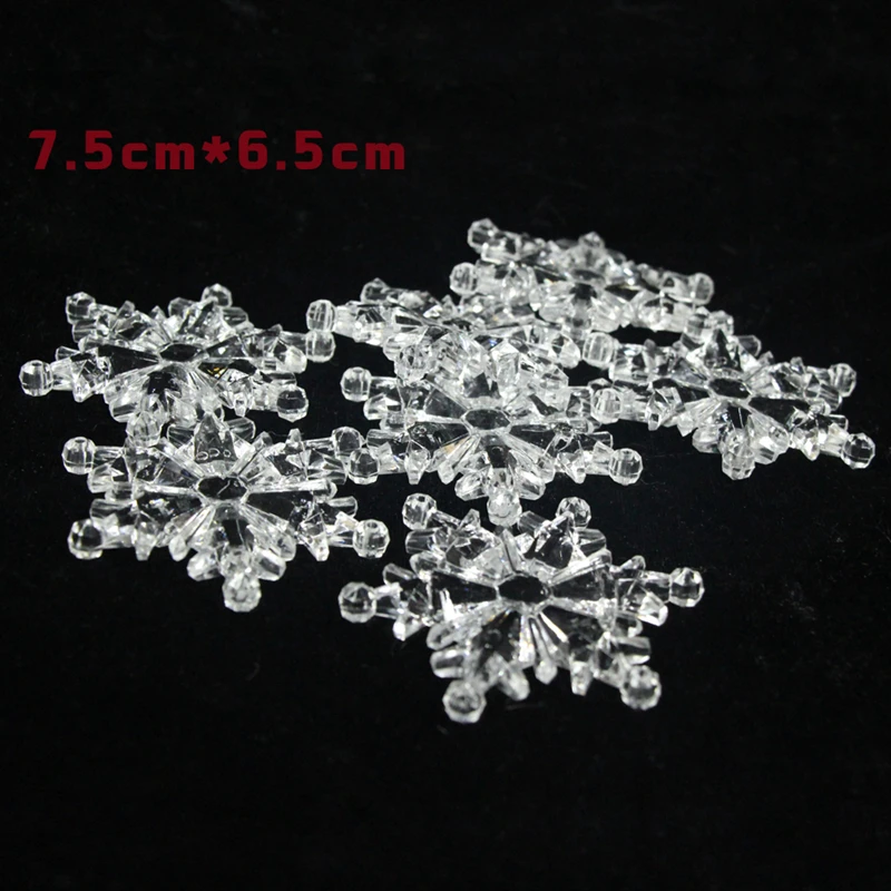 1 PC New Transparent Crystal Acrylic Snowflake Christmas Decorations 7.5X6.5CM Fake Xmas Adornments DIY Production Accessories
