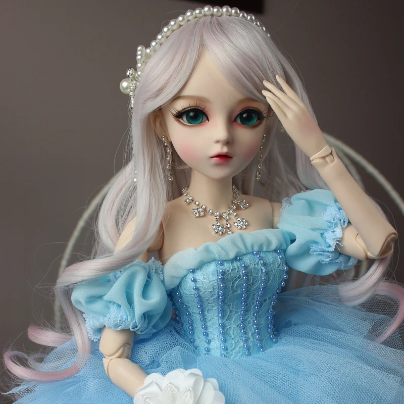 

BJD 1/3ball jointed Doll gifts for girl Handpainted makeup fullset fairy tale princess doll with wedding dress BLUE FAIRY