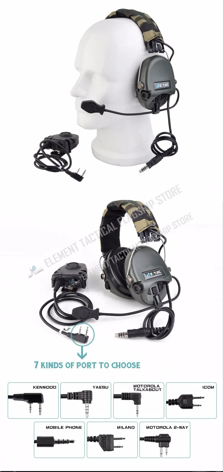 Fone de Ouvido Fones com Midland Z111 + Z112 Softair Piloto Liberador ii Msa Sordin Cancelamento Ruído Tático Kenwod Ptt z Tac Tci 7 High Quality Esporte e Lazer
