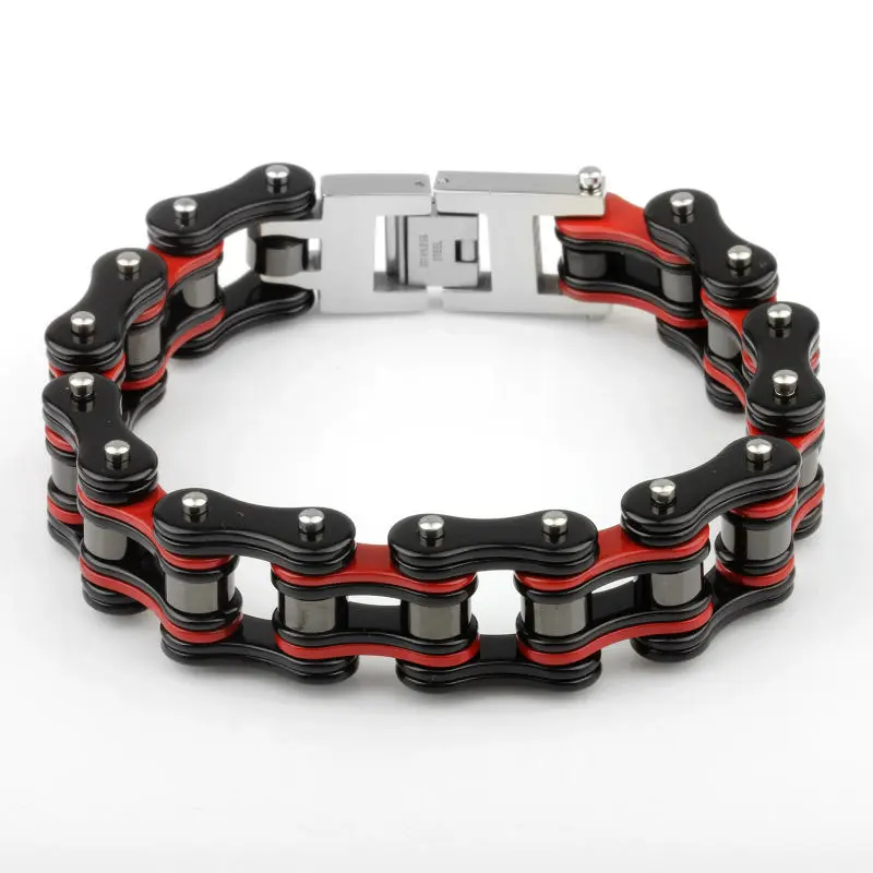 Online Free Shipping Trendy Motorcycle Chain Bike Chain Bracelets 316L Stainless Steel Jewelry For Men Unique Young Sports Style YM086