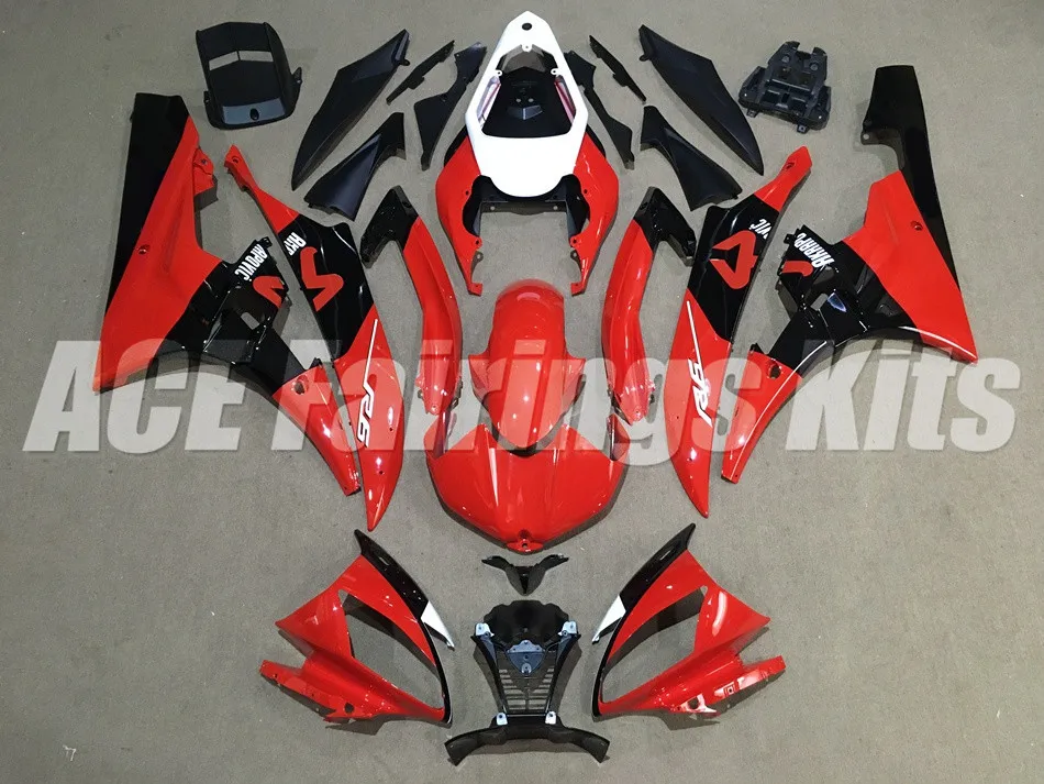 Обтекатели комплект пригодный для Yamaha YZF 600 R6 06 07 YZF-R6 2006 2007 ABS Пластик Комплект обтекателя мотоцикла изготовленные на заказ Красные, черные глянцевые