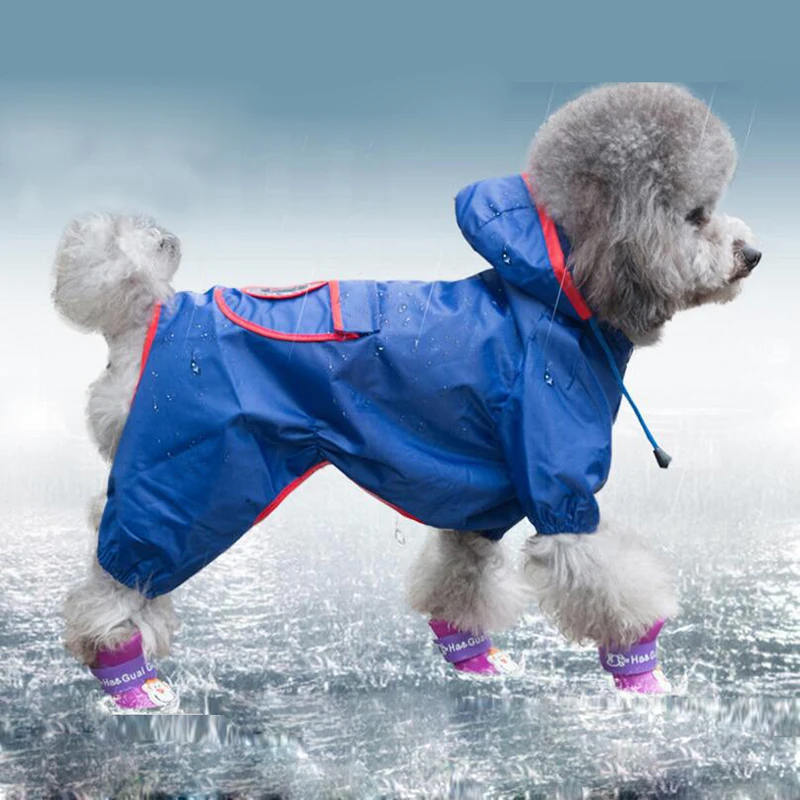Novelty Waterproof Small Dog Raincoat Soft Cloth Pet Dog Puppy Hoodie