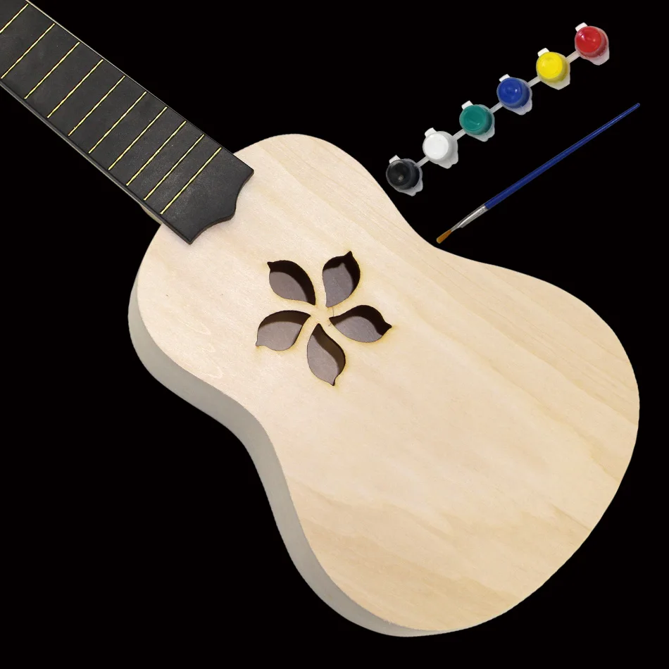 21 дюймов простой и весело DIY миниатюрная гитара укулеле DIY Набор инструментов Гавайская гитара ручной работы Поддержка для детских игрушек для любительских