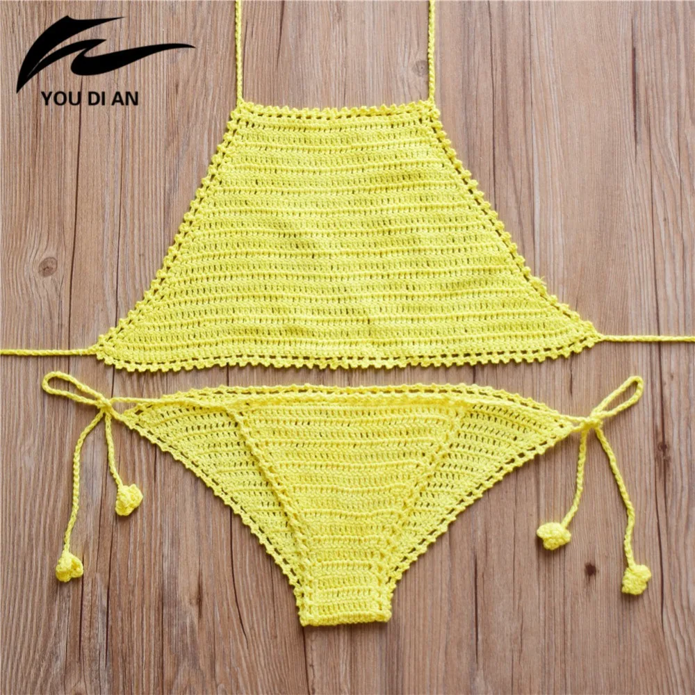 2016 Sexy Knitted Swimsuit Women Swimwear Summer Dress Handmade Crochet