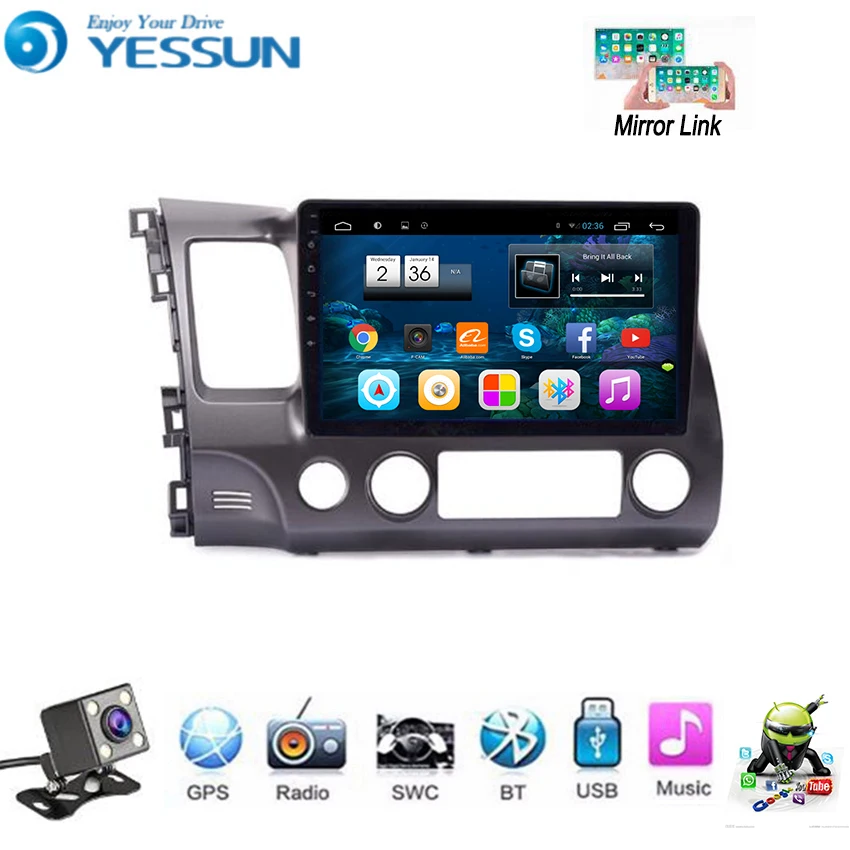 Excellent YESSUN For Honda Civic 2006~2011 Car Android Multimedia Player GPS Navigation Big Screen AUTO Radio Bluetooth 3