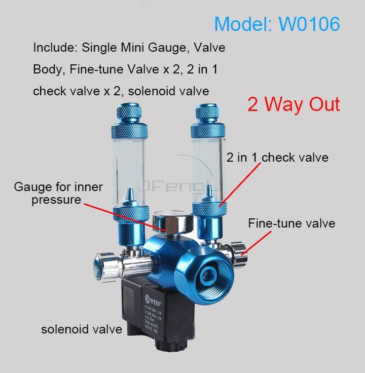 Аквариум CO2 регулятор с обратным клапаном регулятор для аквариума Магнитный Соленоидный клапан