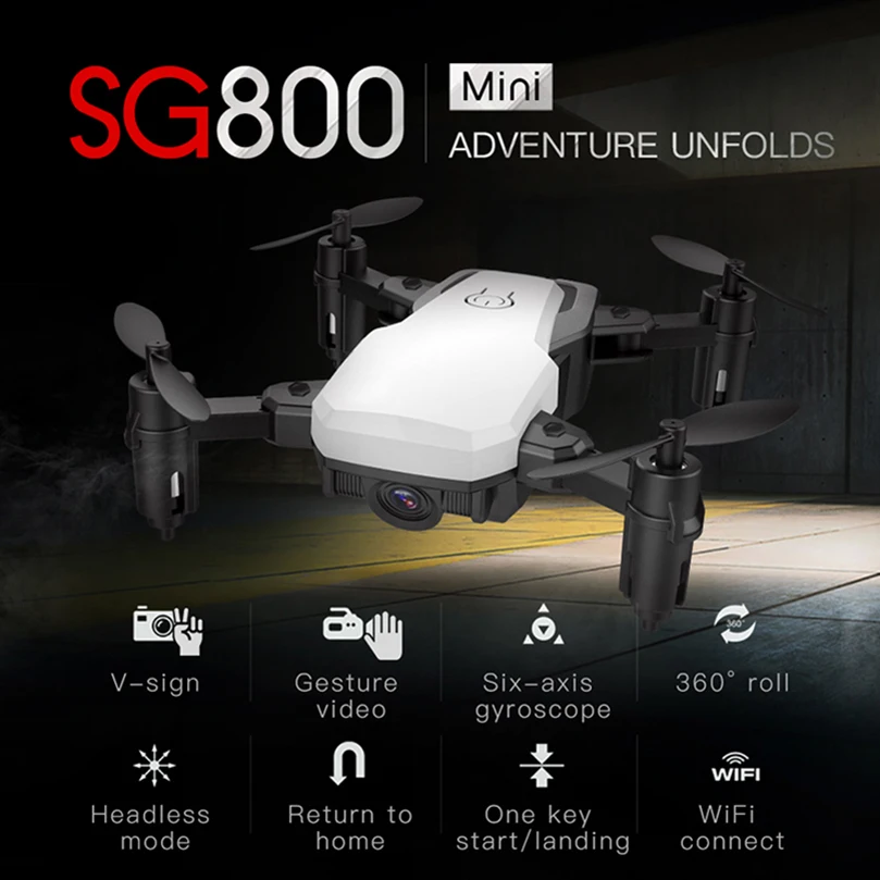 

feichao Mini SG800 Foldable RC Quadcopter WiFi FPV Drone 2.4G 4CH Pocket Camera Drone Altitude Hold
