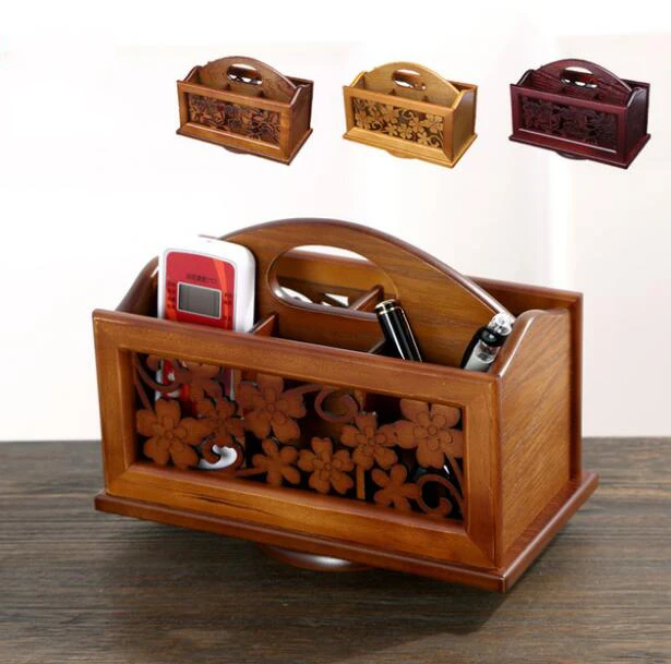 Venta nuevo chino tradicional organizador Mesa sólida caja de almacenamiento remoto chino salón de madera estante regalo