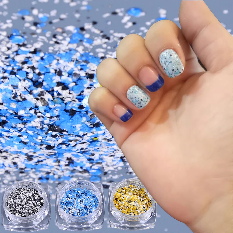 Buy WUF 1 Box Colorful Marble Powder Shining Nail