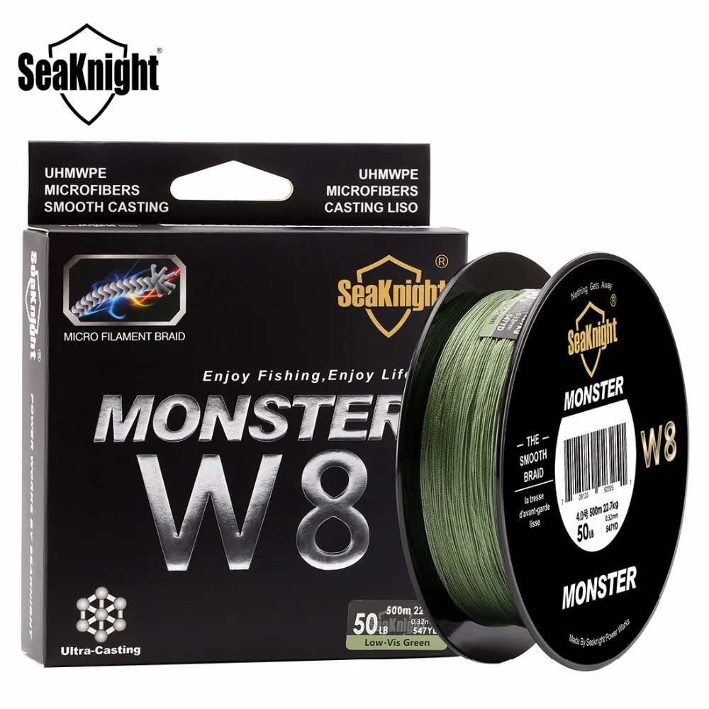 SeaKnight Монстр 500 м 0,8# 15LB 6,8 кг 8strands супер прочная леска Широкий формат Технология PE плавающая леска