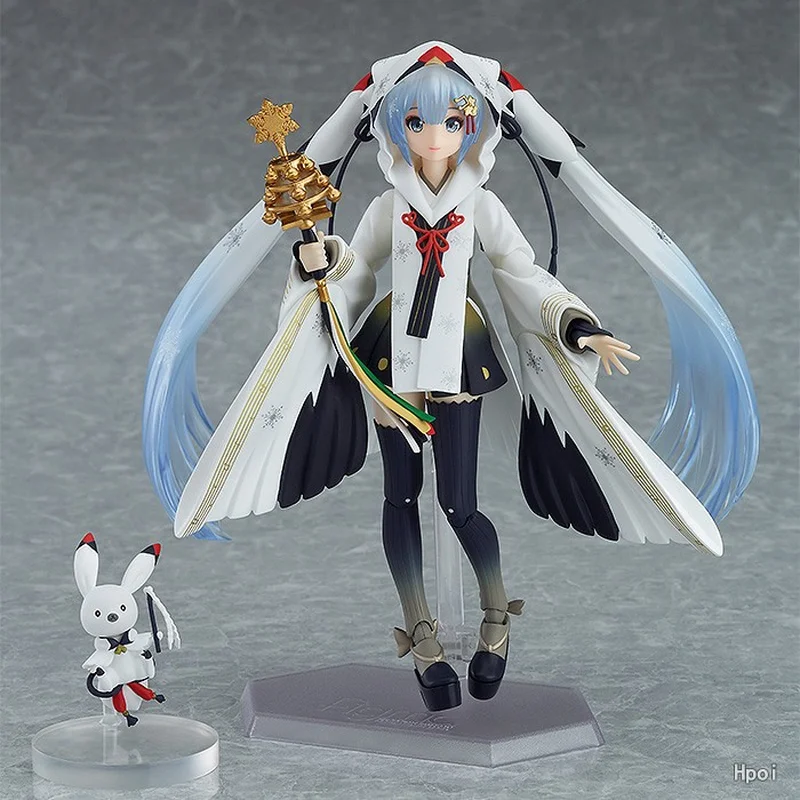 

6' Collectible Witch Figure Hastune Miku FIGMA 045 Figure Snow Hatsune Miku Crane Priestess Version PVC Action Figures Toys 15cm