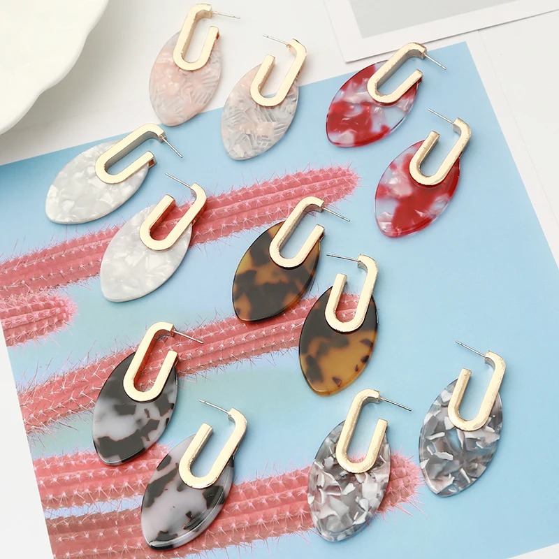 

ZOSHI Fashion ZA Multi-Color Acrylic Acetic Acid Drop Earrings Women Gold Maxi Statement Earrings Wedding Party Earring Jewelry