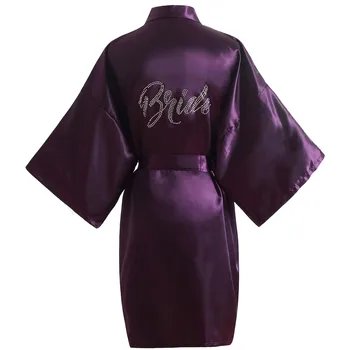 

Bride Wedding Robe Rayon Nightdress Lady Rhinestone Cosmetic Wear Sleepwear Deep V-Neck Nightwear Dressing Women Spa Nightgown