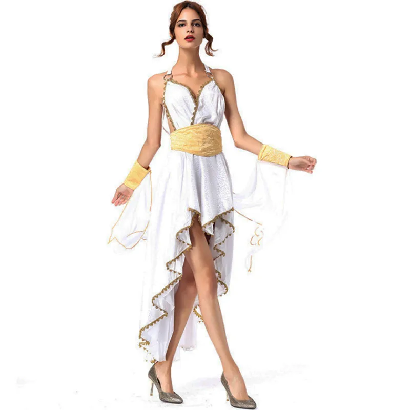 

new high quality white Greek goddess dress Arabian goddess princess costume Sexy Cleopatral Cosplay clothing Halloween for women