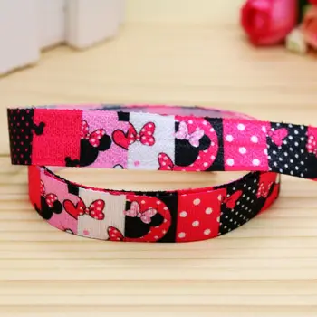 

5/8'' Free shipping Fold Elastic FOE minnie printed headband headwear hairband diy decoration wholesale OEM P5464