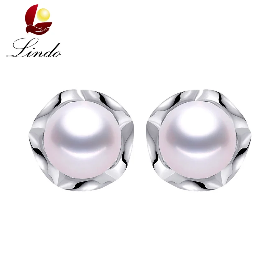 

Clearance Sale ! High Luster Natural Freshwater Pearl Stud Earrings Women Fashion 925 Sterling Silver Jewelry Flower Earrings