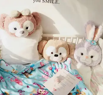 

Candice guo! cute plush toy cartoon duffy shelliemay bear StellaLou rabbit big head cushion blanket birthday Christmas gift 1pc