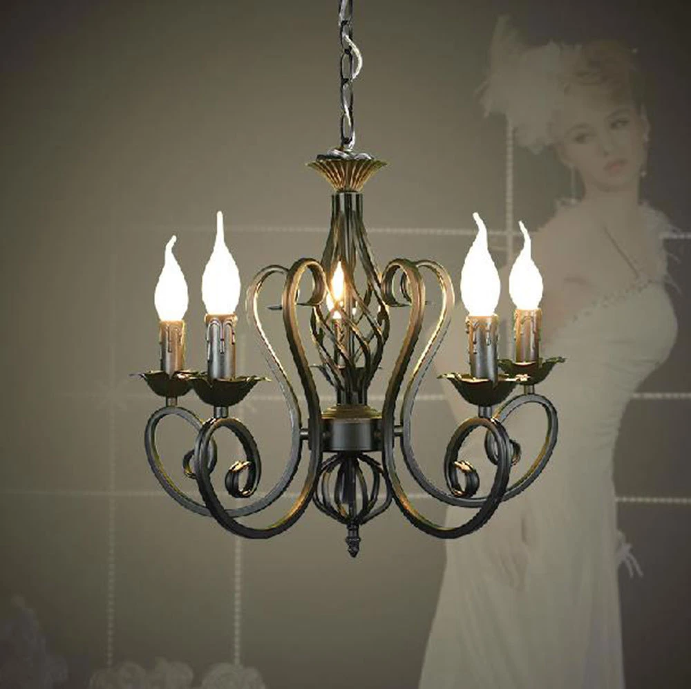 rustic chandeliers Lustres Wrought Iron Chandelier E14 Candle Light Black industrial home luminaire lava lamps as creative gift lustres de cristal globe chandelier