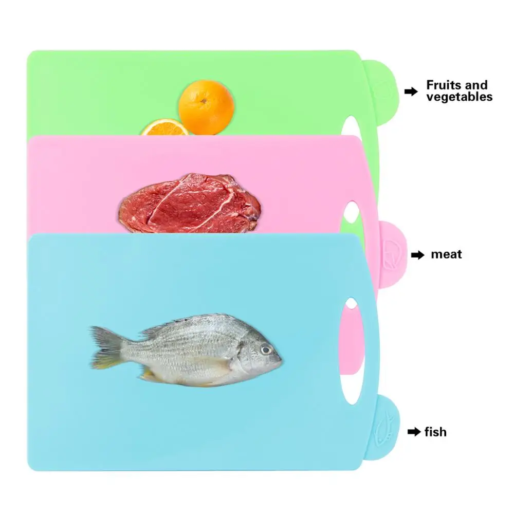 Fissman Пластиковые Разделочные доски Нескользящие коврики Антибактериальный разделочный блок с вешалкой Hole-3pcs наборы