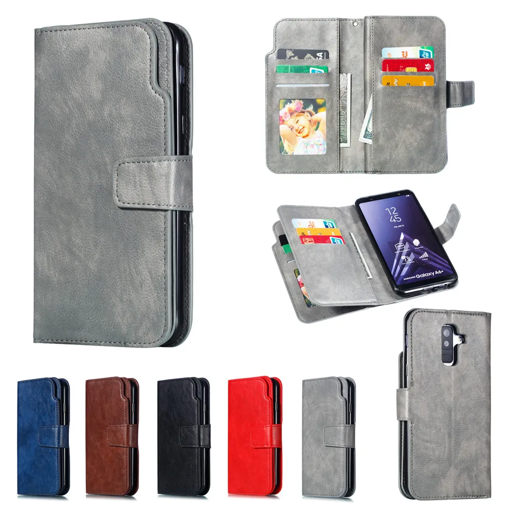 Leather case For Samsung Galaxy A6 A8 Plus A7 2018 Case Cover Wallet card holder Magnet Flip Phone cases on For Samsung Galaxy J4 J6 Plus Case Cover13