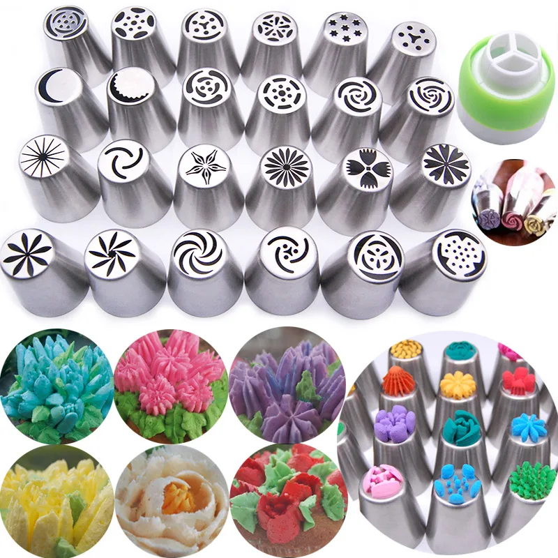 25PCS Stainless Steel Cake Nozzles Russian Tips Tulip