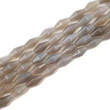 LII Ji натуральный камень серый Агат Faceted форма граненые бусины 8x16 шарики для DIY ювелирных изделий 38 см