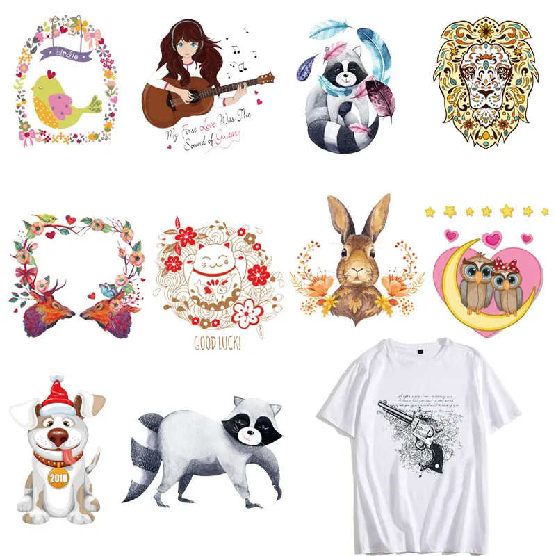 

Animal Patches Boy Girl Clothes Iron On Transfer Patch Diy Accessory Decoration Cartoon Unicorn High Quality Stickers E