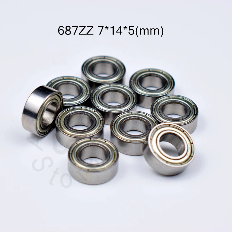 

Подшипник 687ZZ 7*14*5 (мм), 10 шт., бесплатная доставка, фотоподшипники с металлическим уплотнением, Миниатюрный подшипник 687 687Z 687ZZ, хромированная сталь
