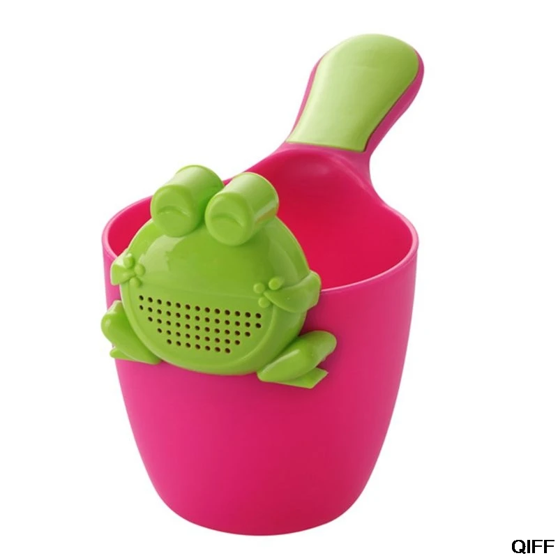 Dropshipping Baby Shampoo Cup Children Shower Spoon Frog-shaped Bath Head Water Scoop Gifts Kids Bathing Supplies